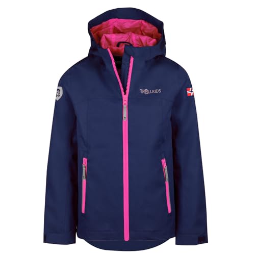 Trollkids Kinder Fahrradjacke Telemark, Marineblau/Magenta, Größe 140