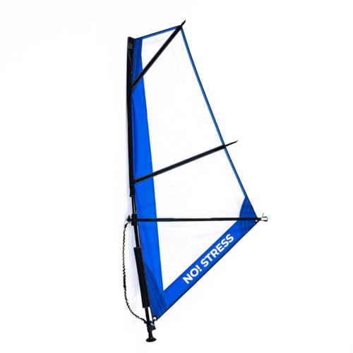 No Stress Windsup Rig 5m² I Kompaktes Windsurf-Rigg Set mit 2-teiligem Epoxy-Mast 300 cm I Verstellbarer Gabelbaum 110-160cm cm I Kardangelenk-Mastfuß I Inkl. Transporttasche I Ideal für WindSUP Board