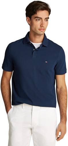 Tommy Hilfiger Herren Poloshirt Kurzarm 1985 Regular Fit, Blau (Night Sky), L