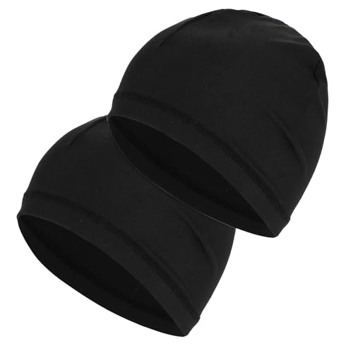 Prasacco 2 Stück Sports Bandana Cap, Kopftuch Herren Damen, Schwarz Fahrradmütze, Elastizität Atmungsaktiv nimmt Schweiß Bandana Sport-Wellenhut Fahrrad Kopfbedeckung Quick-Dry Kopftuch Gym Beanie