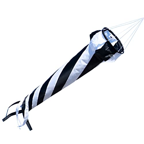 CIM Windsack - Windturbine 90 Black/White - UV-beständig und wetterfest - Ø20cm, Länge: 90cm - inkl. Kugellagerwirbelclip
