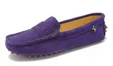 MINITOO Damen Sommer Mokassin Bequem Penny Loafers Wildleder Slipper Schuhe Violett EU 35.5