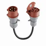 CEE 32A Stecker auf 16A Kupplung Adapter [400V, 3-phasig], 5-Poliger Starkstrom Adapter 32A auf 16A mit Schutzart IP44