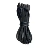 Whakano 2 Yards Vintage Flach Lederband Lederriemen 3mm x 2mm Lederschnur Lederbänder,Bänder für Basteln von Taschenriemen Schultergurte Ledergürtel Hutbänder Verpackungsherstellung,Schwarz