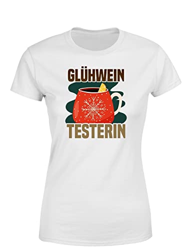 Glühwein Testerin Liebhaberin Adventsmarkt Damen T-Shirt, Farbe: Weiß, Größe: Large