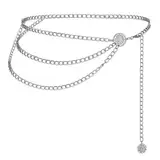 WLLHYF Silber Taille Kette Gürtel Mode Mehrschichtige Bauchkette Party Körperschmuck Verstellbare Taillenbänder Körper Dekoration Taillenkette für Frauen und Mädchen