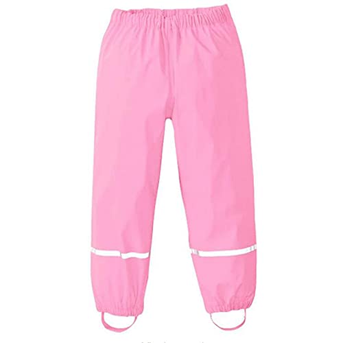 Chedin Unisex Regenhose Kinder, Regenhose Damen wasserdicht und Winddicht, Hose Atmungsaktiv Matschhose, ungefüttert Regenbundhose Überziehhose für Mädchen Jungen (122, Rosa)