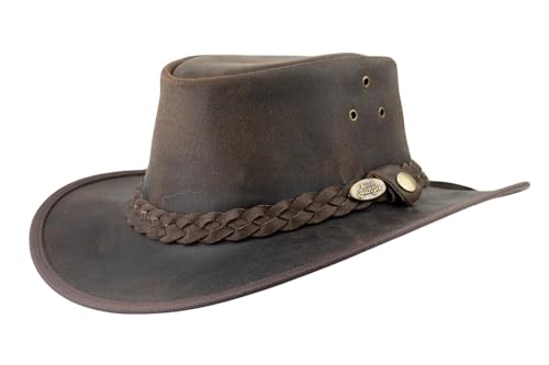 Black Jungle BALAT Lederhut, Westernhut, Australienhut, Cowboyhut (DE/NL/SE/PL, Alphanumerisch, M, Braun)