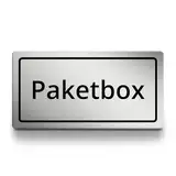 Paketbox Schild rechteckig, 15cm lang in silber, selbstklebend, wetterfestes Hinweisschild