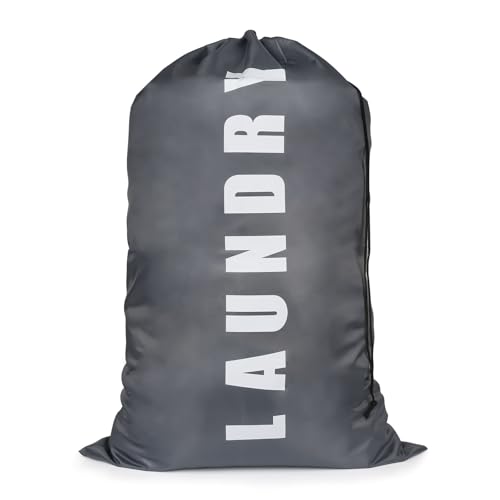 Großer Wäschesack 1 Stück, 24“ x 36“ Tragbare Wäschesäcke mit Kordelzug, Wäschesäcke für schmutzige Wäsche, perfekt für Zuhause, Reisen, Urlaub, Camping, Wohnwagen, Wohnheim (Grau)