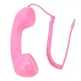 Dpofirs Retro Telefonhörer, Vintage Retro 3,5 mm Telefonhörer Handyempfänger, Strahlungssicheres Hand Handymikrofon für Mobiltelefone und Computer (Rosa)