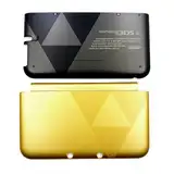 Limitiert für 3DSXL Extra Gehäuse Gehäuse Schalen ZLD Gold A/E Face Set Ersatz, für alte Big 3DS XL/LL 3DSLL Handheld Spielkonsolen, Golden Triangle US Edition Top/Bottom Cover Plates 2 Stück