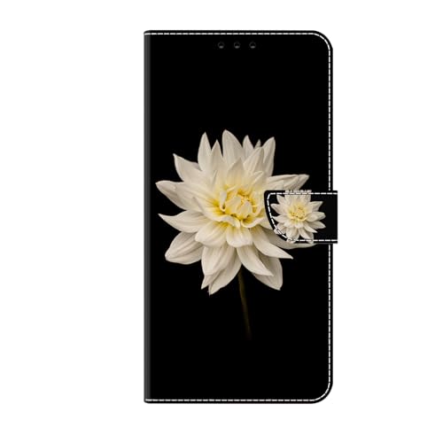 Tivenfezk Nadoli Handyhülle PU Leder für Samsung Galaxy A35 5G,Niedlich Bunt Bemalt Weiß Blume Kartenfach Magnet Ständer Schutzhülle Brieftasche Cover