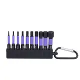 Sechskantschlüssel-Bohrer-Set, 10-teilig, geeignet für Schraubendreher/Handbohrmaschinen, lila + schwarz (C)