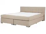 Beliani Boxspringbett Polsterbett in Sandbeige Leinenoptik Doppelbett 180 x 200 cm