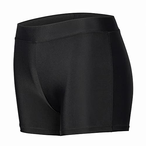 Dtone Mädchen Kurz Hose für Tanz Gymnastik Turnanzug Turn Shorts Glitzer glänzend Fitness HotpantsElasthan-schwarz 140 (9-10 Jahre)