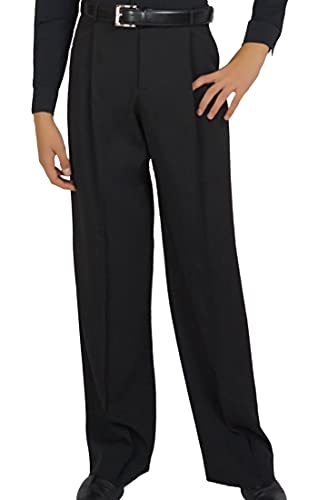 Ready4Dance Herren Tanz Hose für Standardtanz und Gesellschaftstanz, mit abgesteppter Buegelfalte vorne, Seitentaschen und Guertelschlaufen,05 Schwarz,L