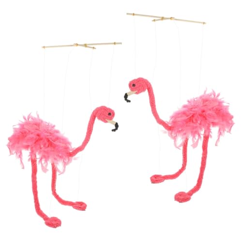 NESTINGHO 2 Stück Schnur Marionette Vogelpuppe Gefüllter Flamingo Tierpuppen Flamingo-Spielzeug Spielpuppen Vorgeben Flamingo-Puppen Plüschtier Spielzeuge Leistung Plüschpuppe ，， Rosa