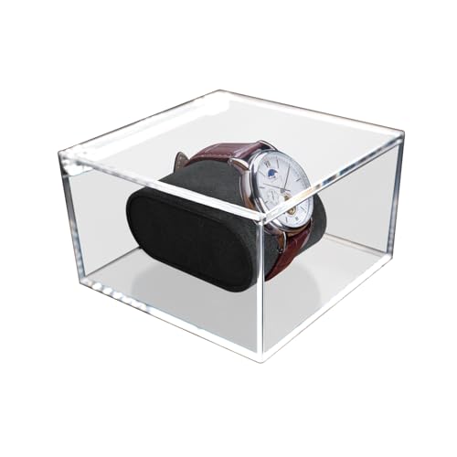 KeaJuidy Uhrenbox mit Uhrenkissen Acryl Uhren Vitrine Uhren Organizer Uhrenbox Ständer Uhrenkasten mit deckel Uhrenkoffer für Freund, Vatertag, Geburtstag 10x10x6 cm