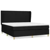 Eleganz Boxspringbett mit Matratze 180x200 cm Stoff Schwarz – Modernes Bett für Schlafzimmer, langlebig & komfortabel – Ideal für erholsamen Schlaf