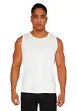 Tank Top Herren, Ärmelloses Sommer Shirt aus Reiner Baumwolle-Single Jersey, Sport Muskelshirt, Fitness Trägershirts, Achselshirt - Weiss, Gr. M