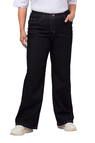 Ulla Popken Damen Weite Flared Jeans, Dark Blue Denim, 50 EU