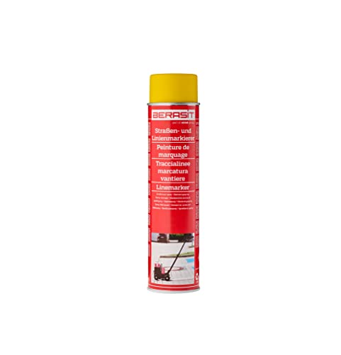 Berasit Markierungsspray Bodenmarkierung, professioneller Straßen- und Linienmarkierer, wetterbeständig, schnell trocknend, 600 ml, Versandeinheit=1 Dose (gelb)