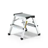DRABEST Trittleiter Klapptritt Aluleiter Haushaltsleiter beidseitig begehbar 2 x 2 Stufen bis 125 kg belastbar