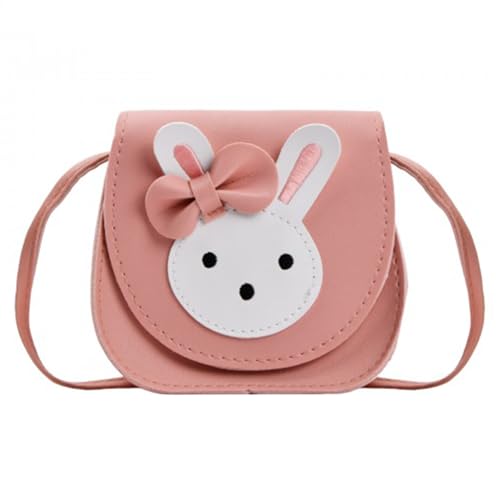 Dokeno Niedlicher Kaninchen Umhängetasche, Rosa Tasche Mädchen Tasche Kinder PU Leder Mini Taschen Mädchen Schultertasche Handtasche Mädchen mit Süße Hasenohren und Schleife für Kinder Mädchen