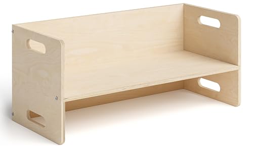 Bellabino AKI 2in1 Kindersitzbank und Kindertisch, Wendebank für Kinder, Montessori Sitzbank aus Holz, Bank mit 3 Sitzhöhen Birke Natur 180 Grad drehbar, 80 x 35 x 35 cm