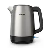 Philips Daily Collection Metall Wasserkocher – 1,7L, Leuchtanzeige, 360°-Basis, Mikro-Sieb-Filter, Flaches Heizelement, Sprungdeckel, Energiesparend, Sicheres Design, Schnelles Aufkochen (HD9350/90)