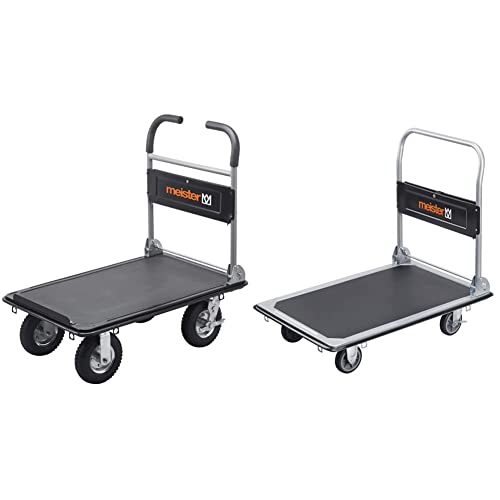 Meister Plattformwagen super Cross-Over - Klappbar - Bis 300 kg Tragkraft - Feststellbremse/Transporthilfe mit Lenkrollen/Paketwagen mit Luftbereifung & Plattformwagen - Bis 300 kg Tragkraft
