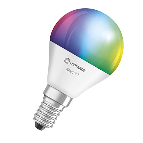 LEDVANCE Smarte LED-Lampe mit WiFi Technologie, Sockel E14, Dimmbar, Lichtfarbe änderbar (2700-6500K), RGB Farben änderbar, ersetzt Glühlampen mit 40 W, SMART+ WiFi Mini Bulb Multicolour, 1er-Pack