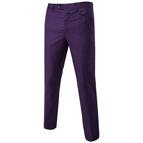 Herren Casual Slim Fit Unifarbene Business Hosen Lange Stretch Outdoor Pants mit Taschen Bequeme Classic Unisexhose für Männer Lila 3XL
