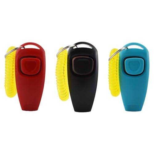 RANYAKE 3er-Pack Rückruf Hundepfeifen-Armband,Hochfrequenz Klicker Hundeklicker Set,Hund-Klicker,2 in 1 Haustier-Trainingsgerät,Hunde- und Katzentrainer mit Handschlaufe