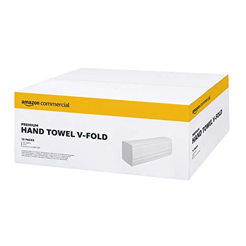 AmazonCommercial Singlefold (V-Falz / ZZ-Falz) Papierhandtücher, 2-lagig Reine Zellulose, 3990 Blätter (266 Blätter, 15-er Pack), Blattgröße: 22 x 21 cm, H3-Spender Kompatibel