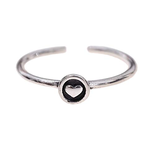 Damen Ring 925 Silber - Damenring Silberring Frauen Mädchen Schmuck-Ring - Größen-Verstellbar in Gr. 51-60 - Geburtstags-geschenk Geburtstag Weihnachten Valentinstag (Herz)