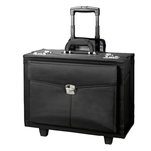 Alassio 45034 Trolley Pilotenkoffer Rocca II, Businesskoffer aus Mikrofaser, Handgepäck Aktentrolley mit 2 Rollen, Koffer ca. 46 cm, Dokumentenkoffer 47 Liter, Aktenkoffer Schwarz