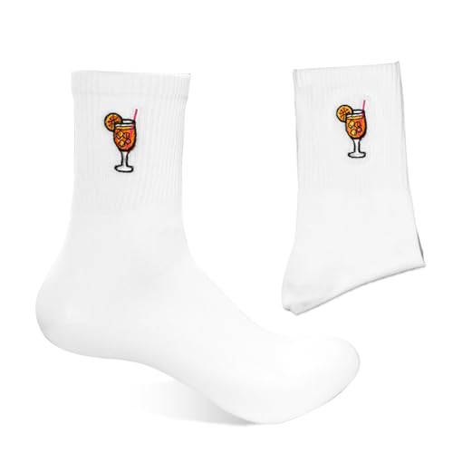 MKLG Aperol Fan Socken mit Stickerei Geschenk, Lustiges Socken Geschenk für Aperol Party Liebhaber 38-42 Einheitsgröße für Frauen, Männer oder Freunde