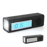 Radiowecker mit Taschenlampe, Wecker "Soft Touch" – Alarmfunktion, Radio, Temperatur, Kalender, Timer, Taschenlampe – LED-Beleuchtung 100 Lumen – blaue Hintergrundbeleuchtung – FM-Radiostation –