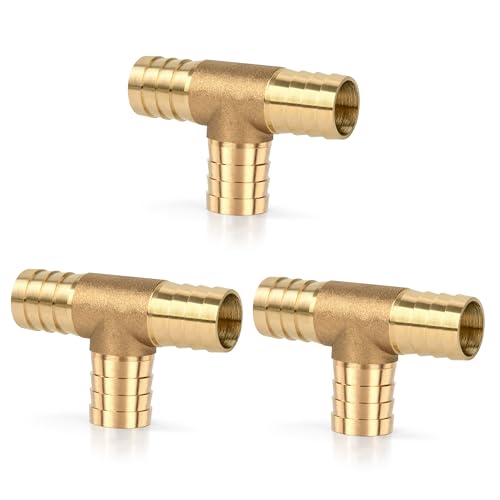 3 STK 19mm Messing Schlauchtülle, 3 Wege Gerade Schlauchverschraubung Kraftstoffleitung Verbinder Schlauchanschluss Gerade Widerhaken Splicer Mender für Wasser Kraftstoff Luft