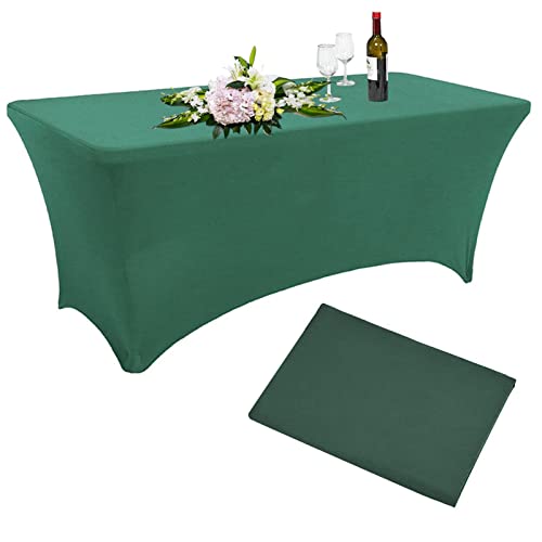 Spandex-Tischdecke, Rechteckige Stretch-Tischdecke, Cocktail-Tischdecke, Faltenfreie, Enge Tischdecke, Waschbar Für Hochzeit/Handwerksausstellungen/Geburtstagsfeier (Dark Green,8FT- 244CM (1pcs))