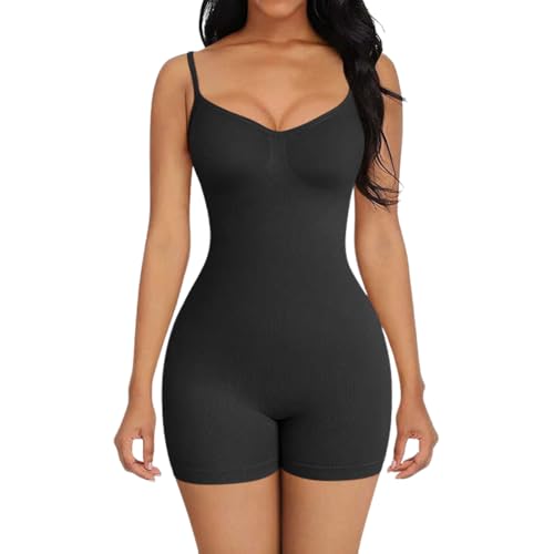 Shapewear für Damen Body Bauchweg, Body Damen Shaper, Dicht Bodysuit Women, Hohe Qualität Shaping Body Damen, Shapewear Tank Top Jumpsuit Figurformender Taillenmieder Miederbody-M