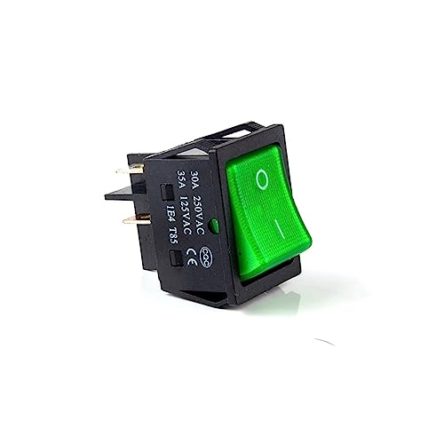 KCD4-201 Ein-Aus 30A/250V Heavy Duty 4 Pin Wippschalter mit LED-Licht Elektrische Schweißmaschine/Ofen Schalter 1Stk (Color : Green)