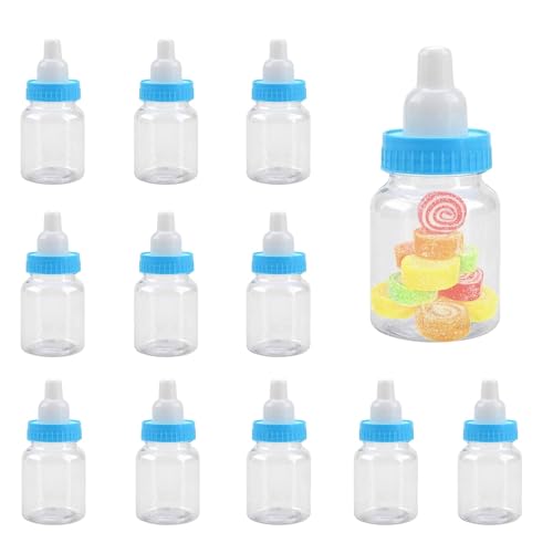 HERCHR Süßigkeiten Box 12 Flasche Blau, Babyparty Deko Junge, Süßigkeiten Flasche Wiederverwendbar Candy Flaschen Geschenkbox, Flaschen Geschenk Box Gastgeschenke Taufe Baby