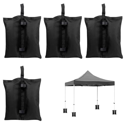 mizikuu 4 Stück Pavillon Sandsäcke mit Klettverschluss, Strapazierfähige Sandsack zum Befüllen Beschweren Gewichtsbeutel Fußtasche für Pop-up-Überdachungszelt, Terrassenschirm, Zelt