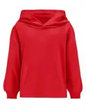 Weardear Mädchen Hoodie Kurz Kinder Kapuzenpullover Langarm Herbst Pullover Freizeit Mode Einfarbige Sweatshirt für Mädchen 13-14 Jahre Rot