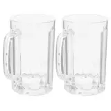 Angoily 2 Stück 500 ml transparente Bierkrug Becher Kunststoff Bier Trinkbecher Saft Becher Haushalt Wasserbecher Partybedarf