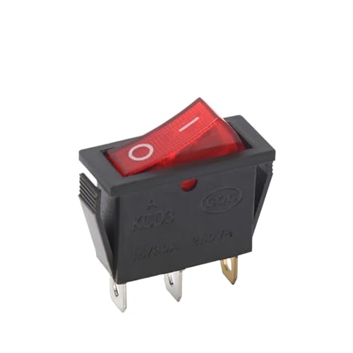 ON-OFF Rocker switch t85/55 250V 2PIN Red SPST Black boat switch KCD3-101(Red,ON-OFF-ON)