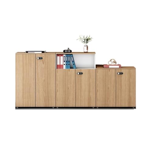 CYairong-22 Aktenschrank Original Holzfarbe Büroaufbewahrung Kurzer Schrank Aktenschrank Holzaufbewahrung Daten DREI Kombinationssatz mit Schloss Schubladenschrank